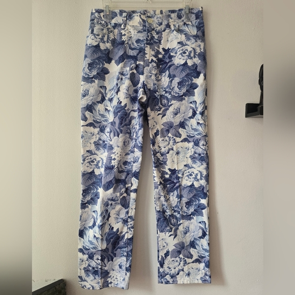 Lauren Ralph Lauren Blue and White Floral Pants - Picture 2 of 11